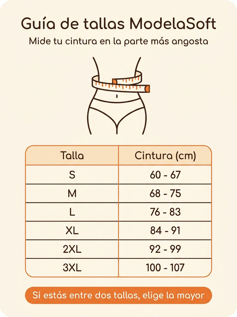 Guía de tallas ModelaSoft por medida de cintura
